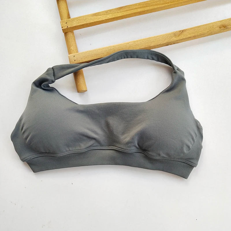 CN No Logo Sports Bra Neck Strap Seamless Open Back