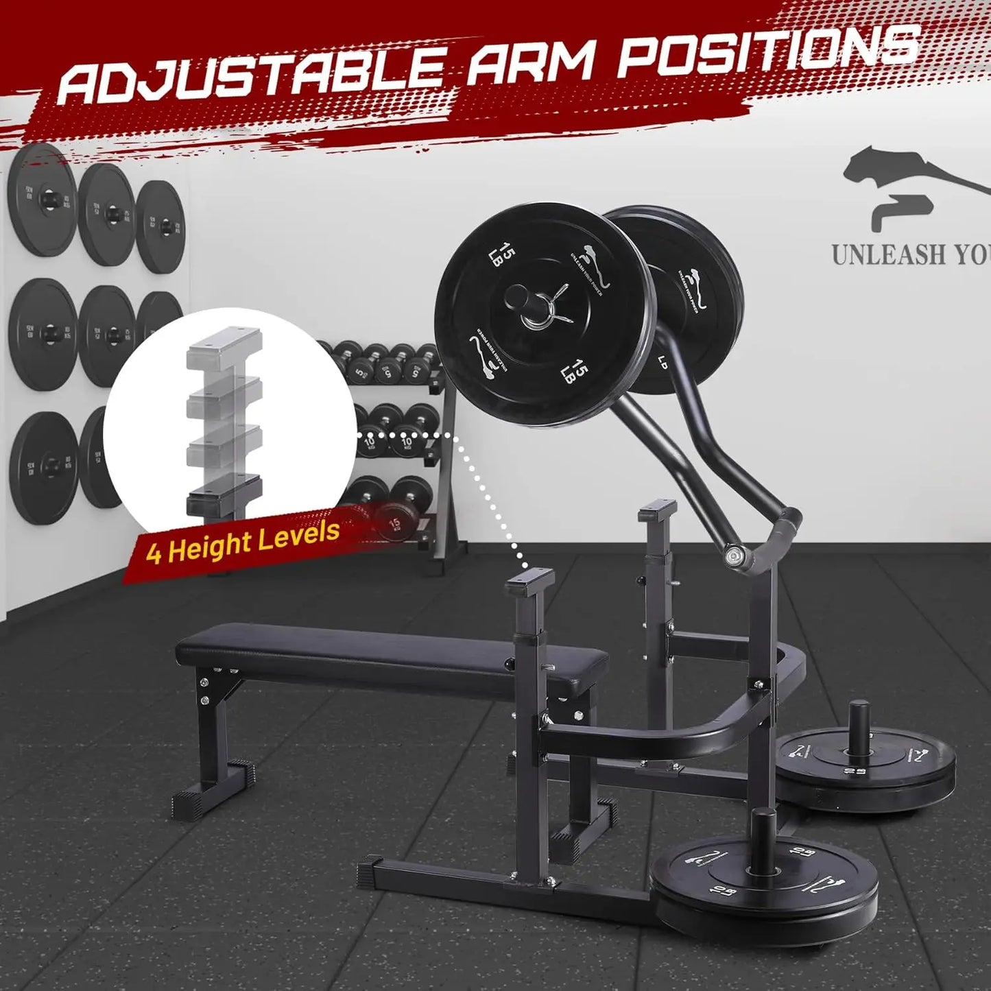 Chest Press Machine With Independent Converging Arms And Flat Bench