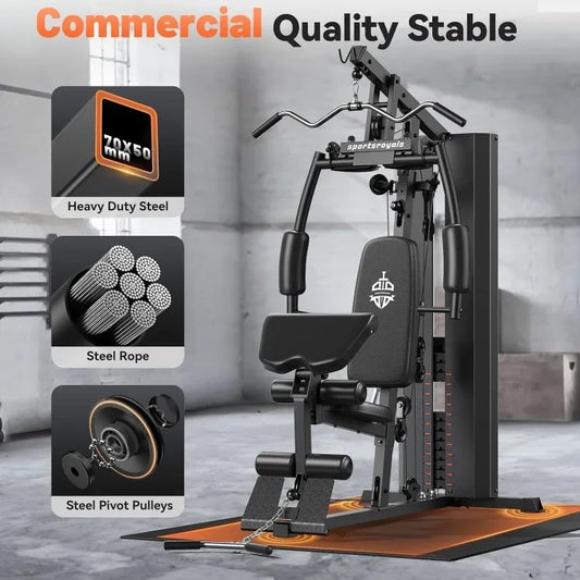 Good Home Gym, Multifunctional Home Gym Equipment, Workout Station with 154LBS Weight Stack, Exercise Equipmentfor Full Body Tra