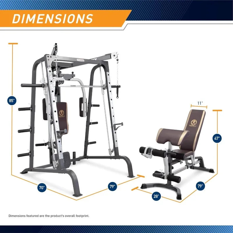 MARCY Smith Cage Workout Machine Full Body StrengthTraining Home Gym Equipment System with Leg Developer, Press Bar