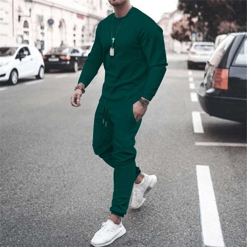 NONECN Men Two Piece Tracksuit Set Sweatshirt Sweatpants