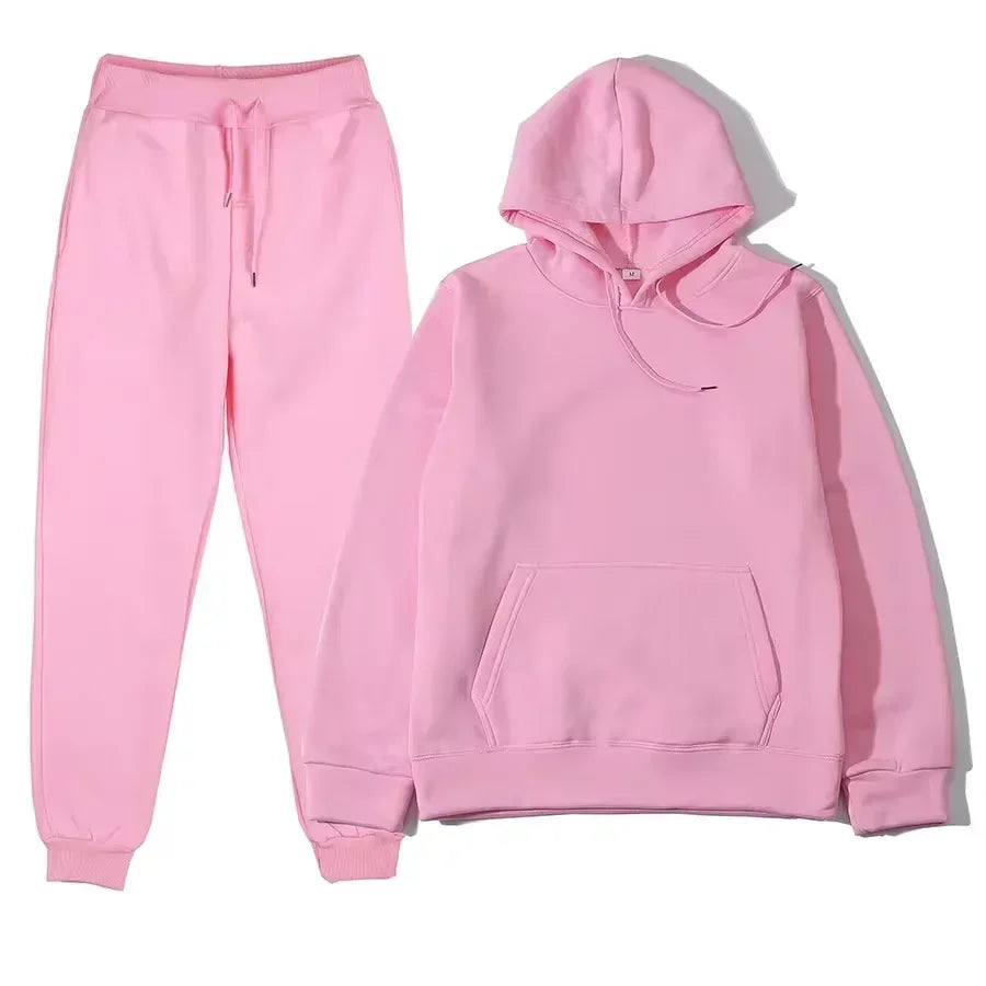 NONECN Winter Tracksuit Women Two Piece Set Hoodie Sweatpants