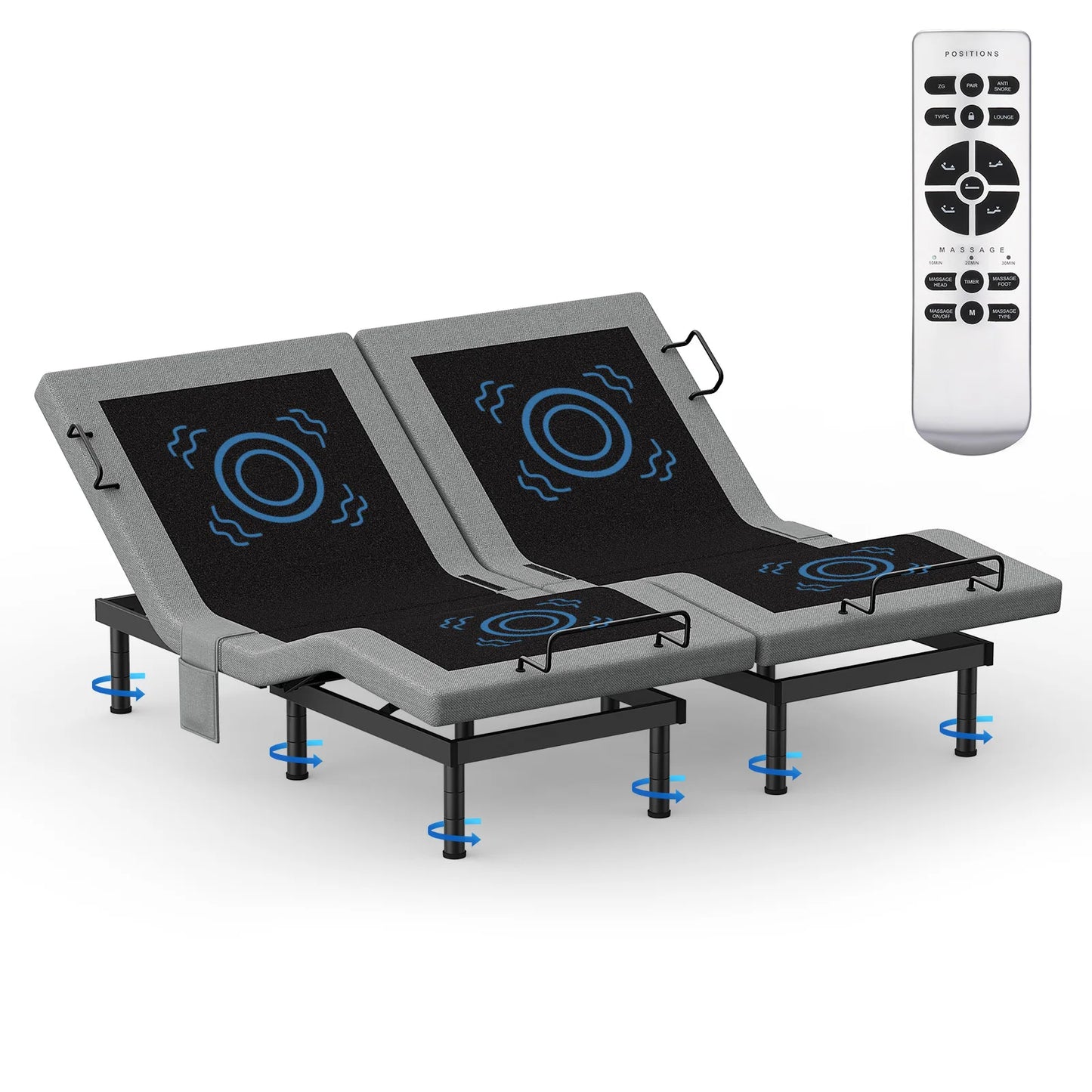 Furgle Adjustable Bed Base with Massage and Wireless Remote