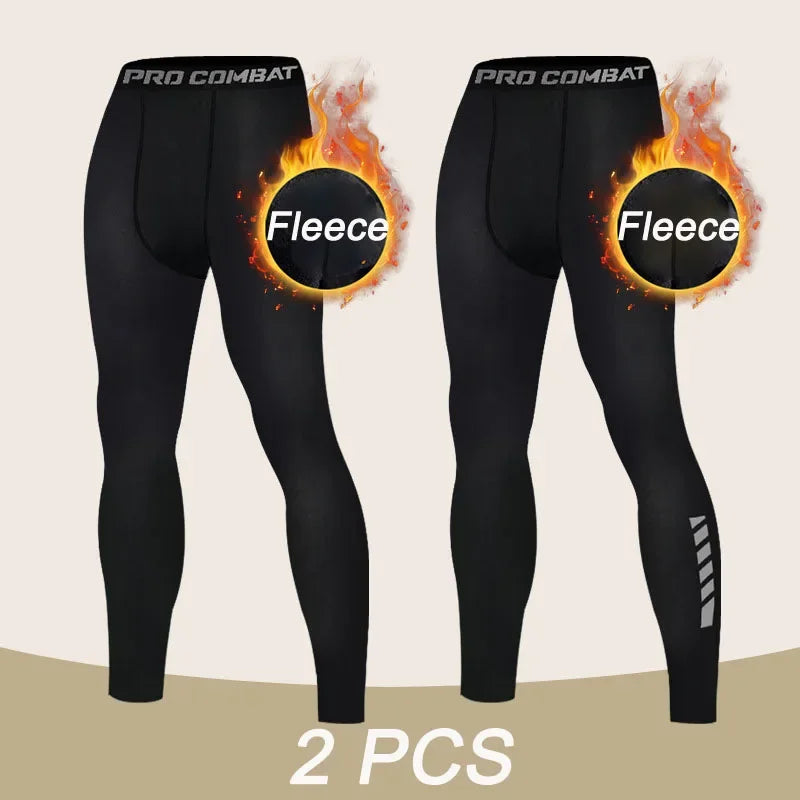 NONECN Mens Warm Compression Leggings For Running And Training