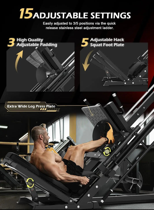 Leg Press Hack Squat Machine,Adjustable Leg Press Machine for Full Lower Body,Weight Storages for Lower Body Training