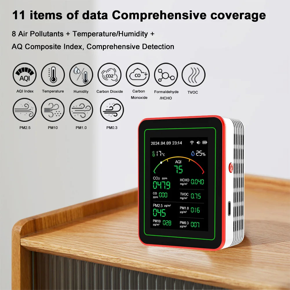 Hign-concerned Tuya 15 In 1 WiFi Air Quality Detector And Meter