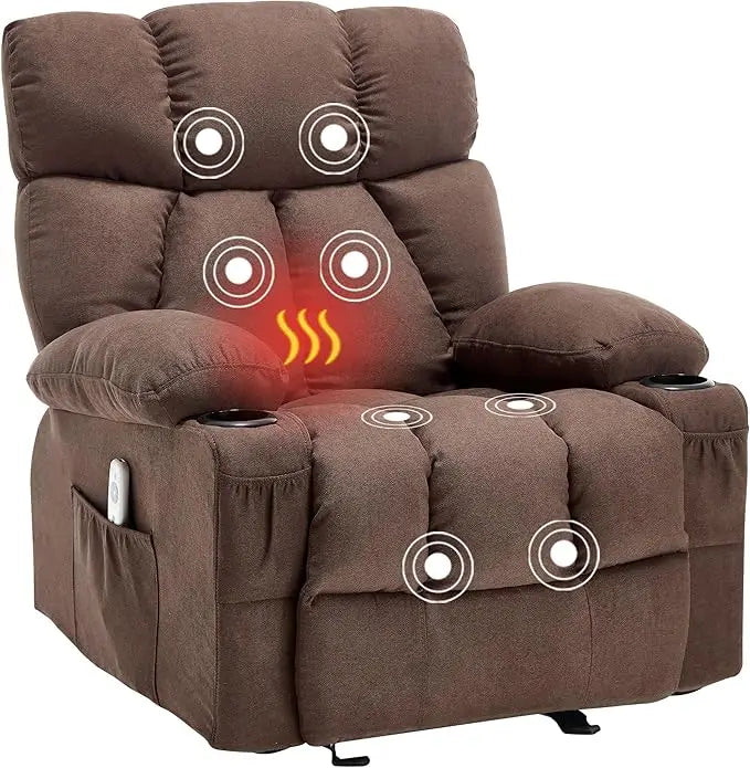 XMSJ Massage Rocker Recliner Chair With Heat And Vibration