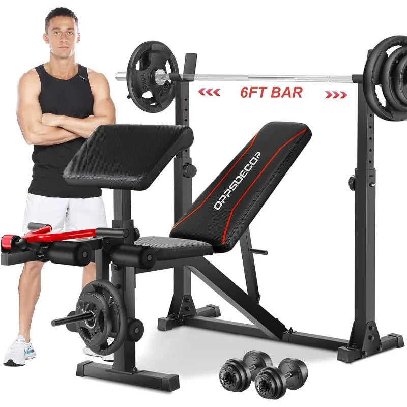 YTYIN Weight Bench Set With Leg Extension And Curl 900LBS