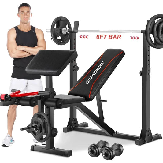 YTYIN Weight Bench Set With Leg Extension And Curl 900LBS