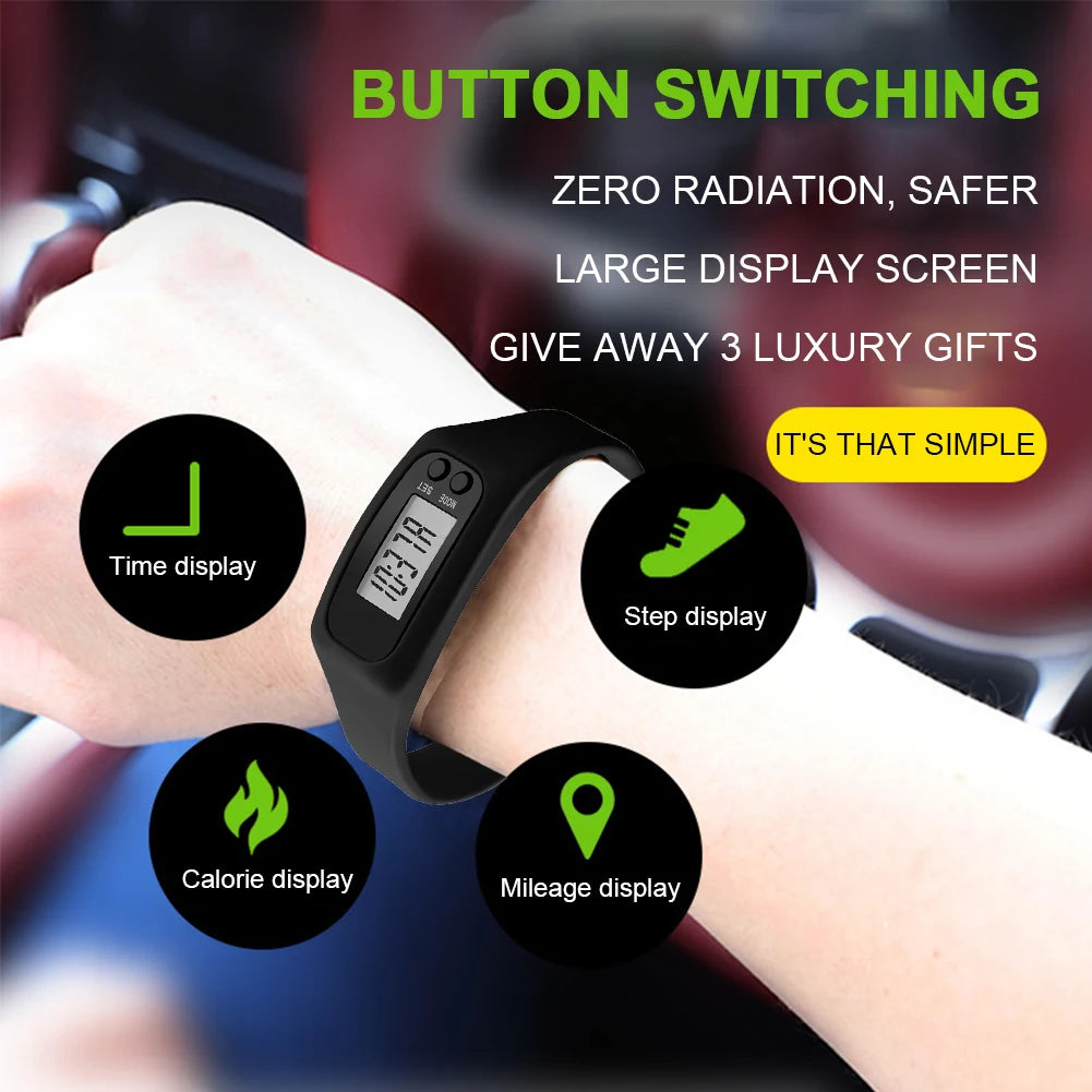 APWIKOGERH Led Pedometer Bracelet Fitness Calorie Counter Watch