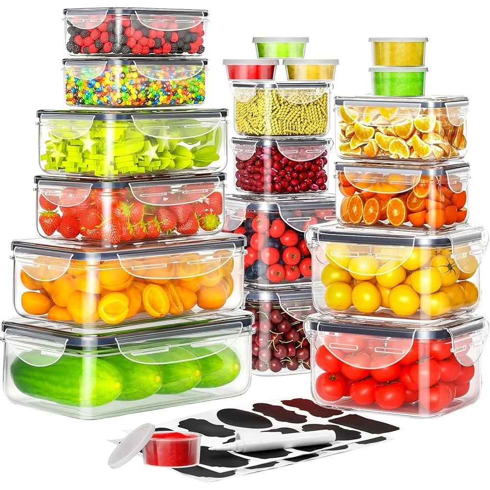 40 PCS Airtight Food Storage Containers Set Stackable Meal Prep Plastic with Lids Reusable Durable Kitchen Organization
