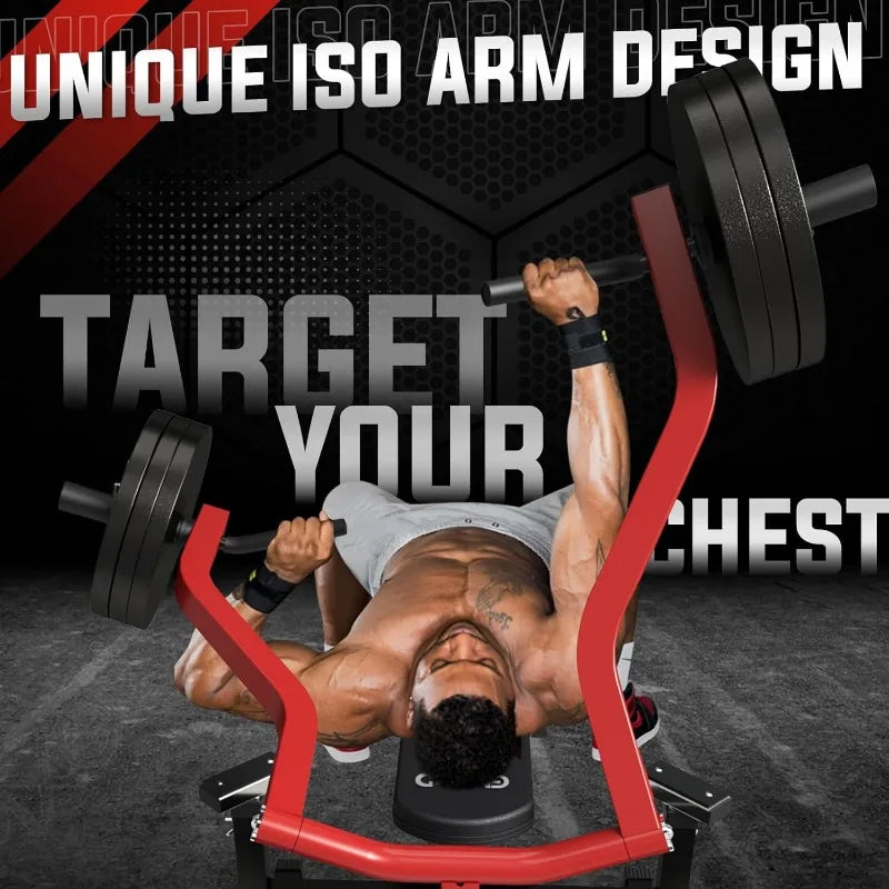 GMWD Chest Press Machine 1050LBS Bench Press Machine with Independent Converging Arms Adjustable Flat Incline Bench