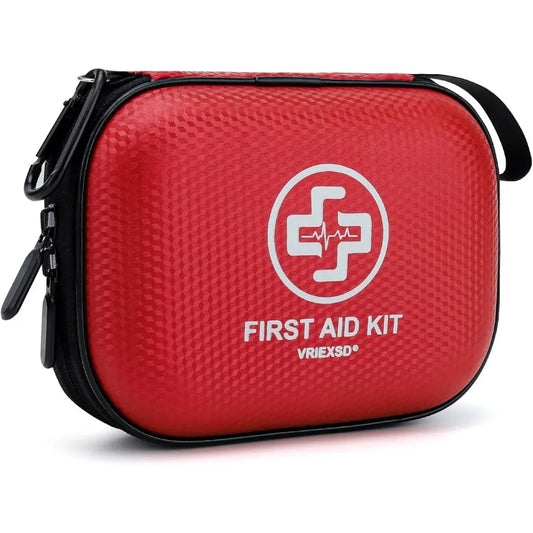 Mini First Aid Kit with 150 Pieces in Waterproof Hard Shell for Emergency Use at Home Car Travel Camping Truck Hiking Sports Of