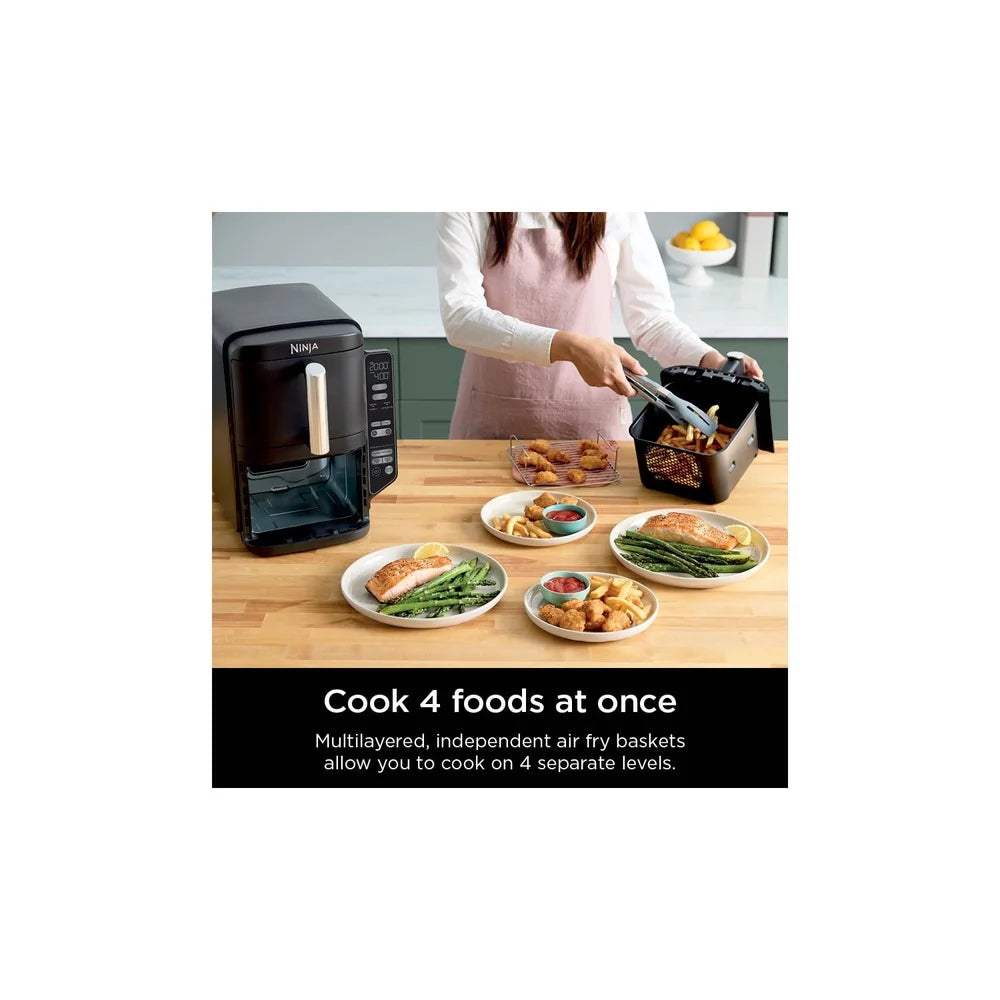 8Qt 4in1 Double Basket Air Fryer Space Saving Design Smart Finish Match Cook Family Size Cooking Appliance Removable Racks