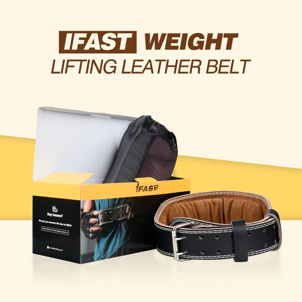 L Size Leather Weight Lifting Belt with 4 Inch Padded Lumbar Support Belt for Weight Lifting, Cross Training, Squats Exercise