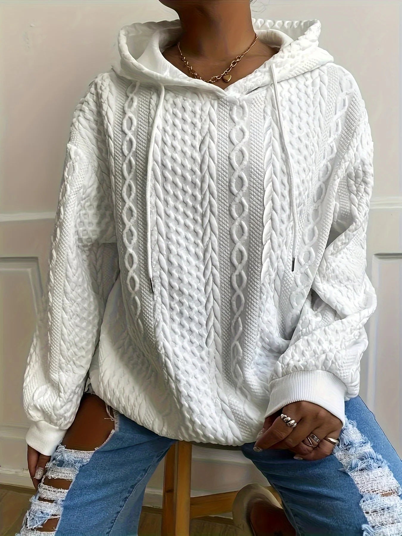 Women Pullover Hoodie Long Sleeve Drawstring Sweatshirt