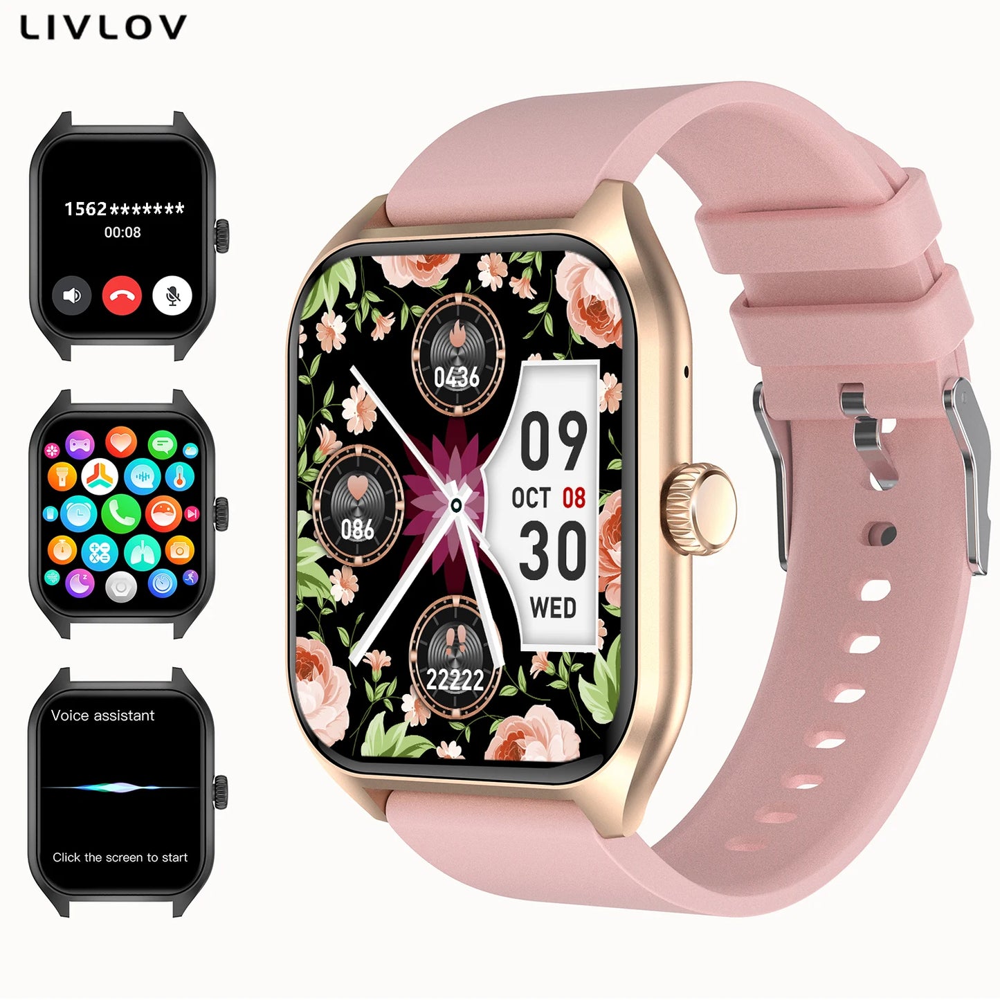 AI Voice Assistant Smart Watch for Men and Women with 1.96 Inch HD Screen Activity Tracker and 100 Plus Sports Sleep Heart Rate Monitor
