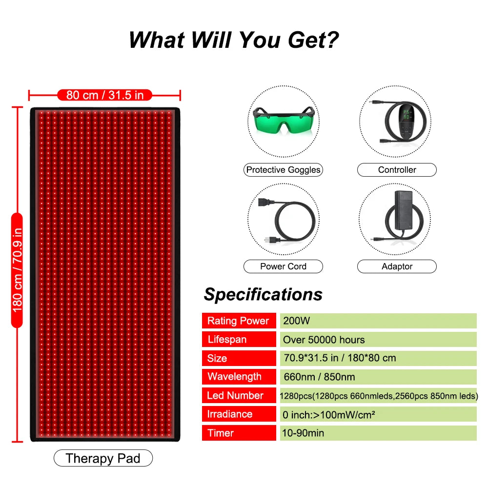 1280PCS Red Light Near Infrared Therapy Mat Large LED Pads for Full Body Relaxation Home Care