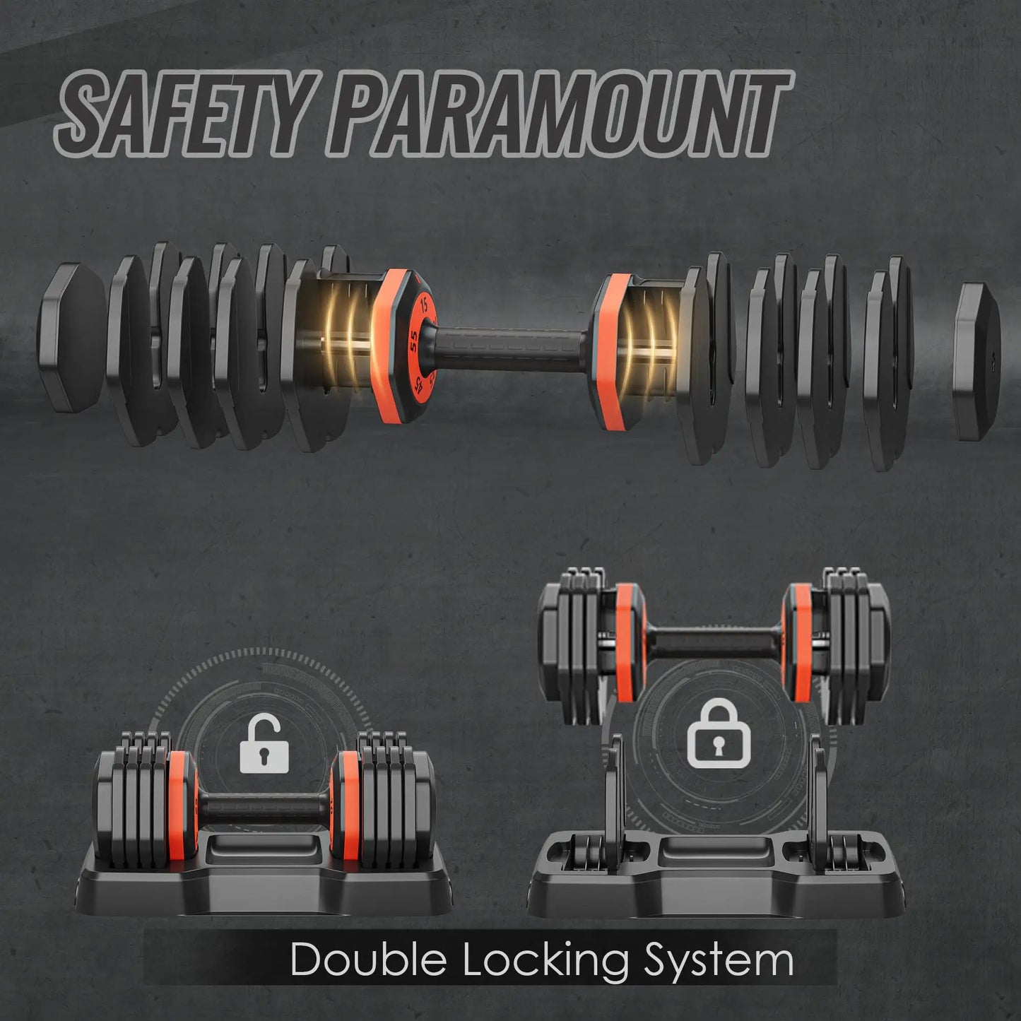 Adjustable 55LB 5-in-1 Dumbbell Set with Anti-Slip Metal Handle - Perfect for Home Gym Strength Training