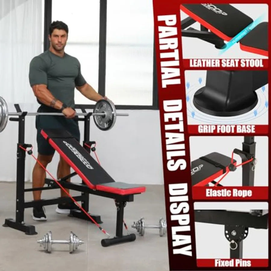 XMSJ 6In1 All Purpose Weight Bench With Leg Extension Rack