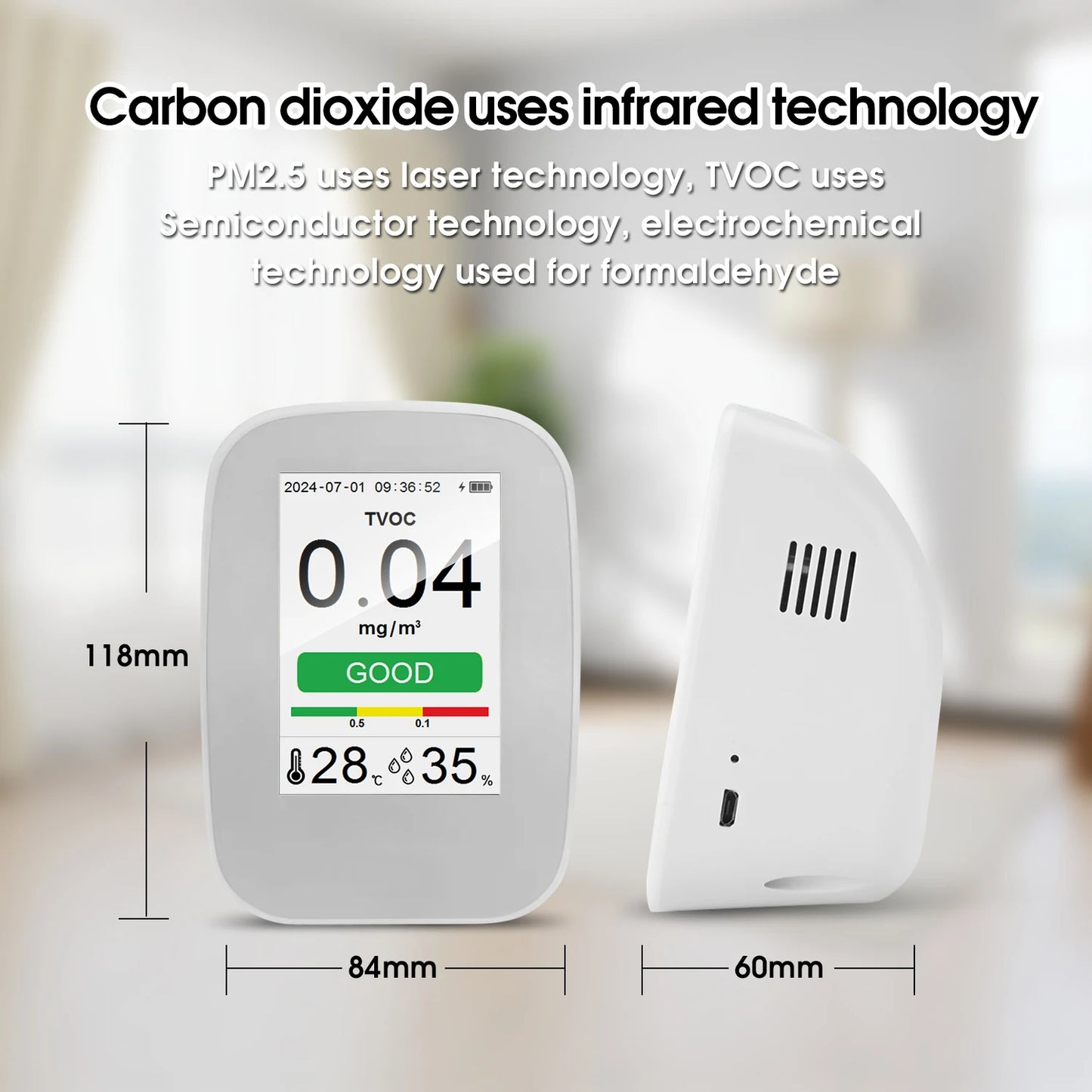 CAFU D9H Air Quality Detector CO2 PM25 TVOC Humidity