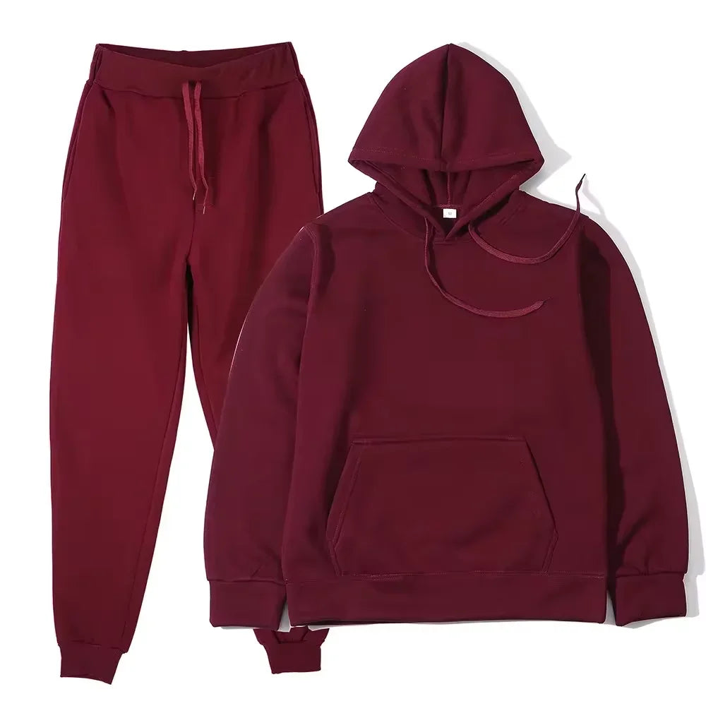 NONECN Winter Tracksuit Women Two Piece Set Hoodie Sweatpants