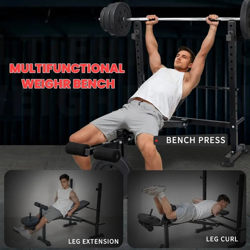 YTYINH Adjustable Weight Bench With Leg Extension Rack