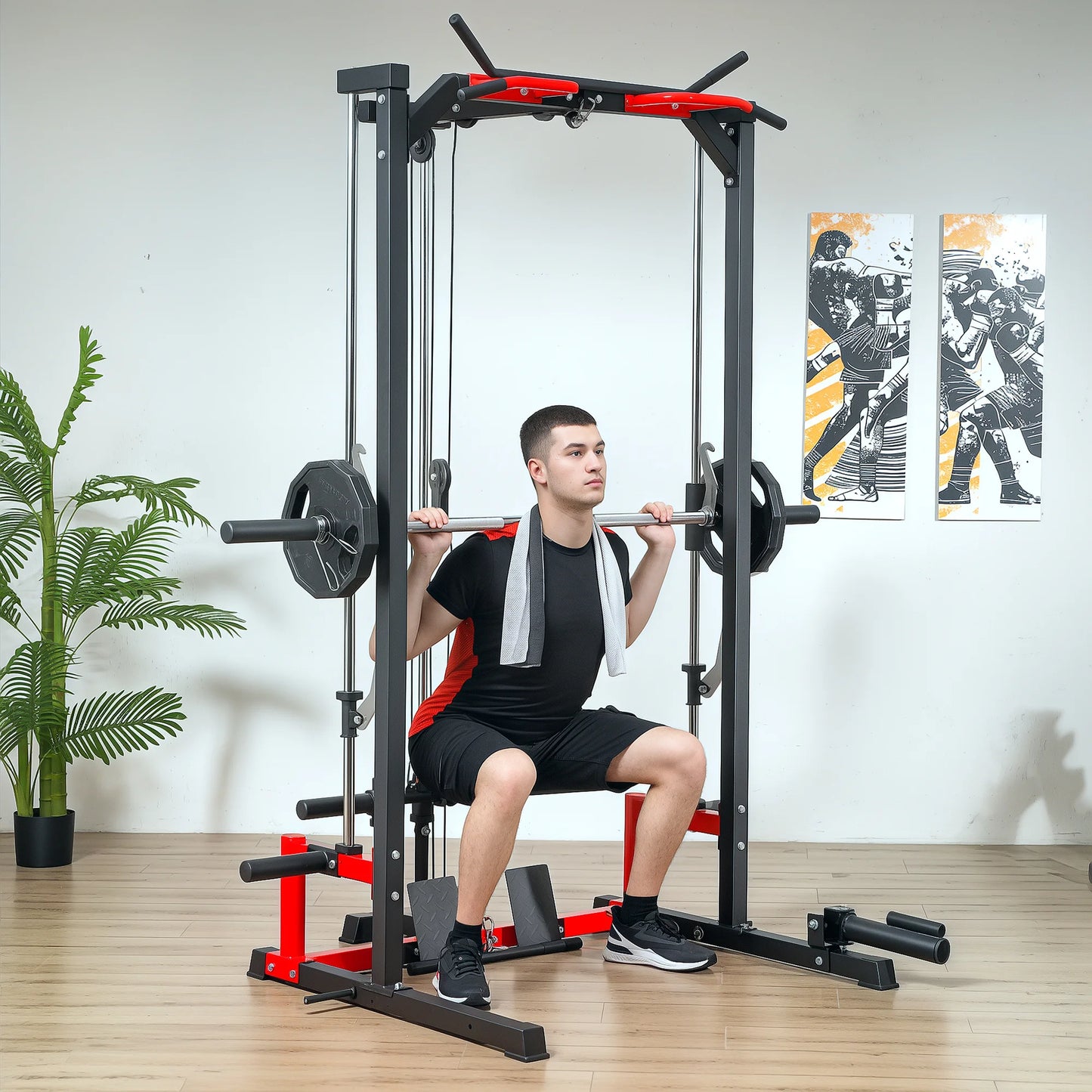 Soozier Smith Machine Multi-Function Power Cage With Lat Pull-Down System