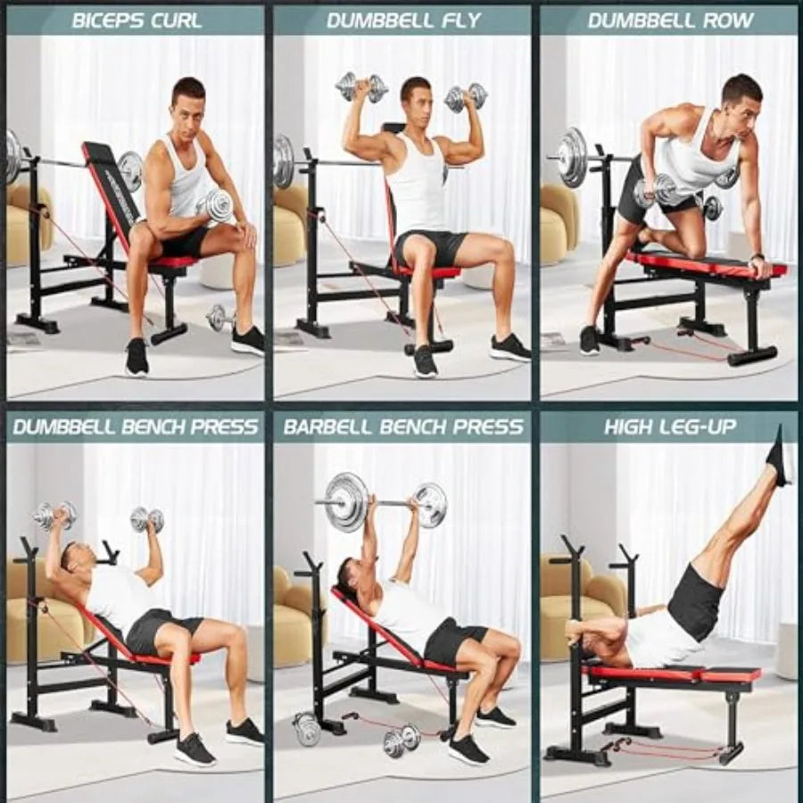 XMSJ 6In1 All Purpose Weight Bench With Leg Extension Rack