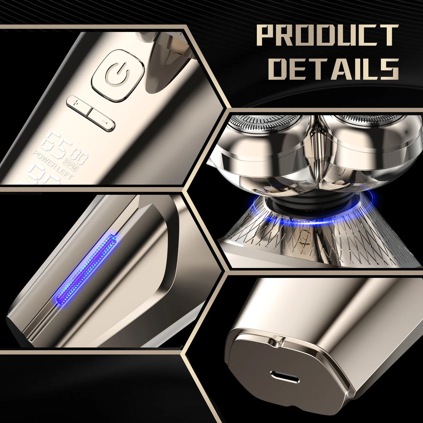 Sejoy Electric Head Shaver For Bald Men 7 Blades Floating