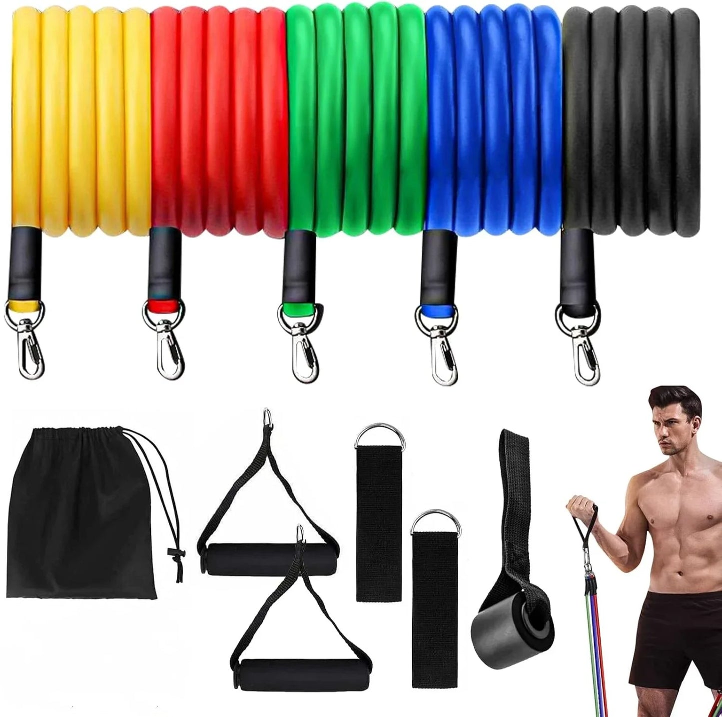 11 Pieces/Set Crossfit Latex Resistance Band Training Exercise Tube Yoga Rope Pull Elastic Rubber Expander Fitnes Equipment Belt