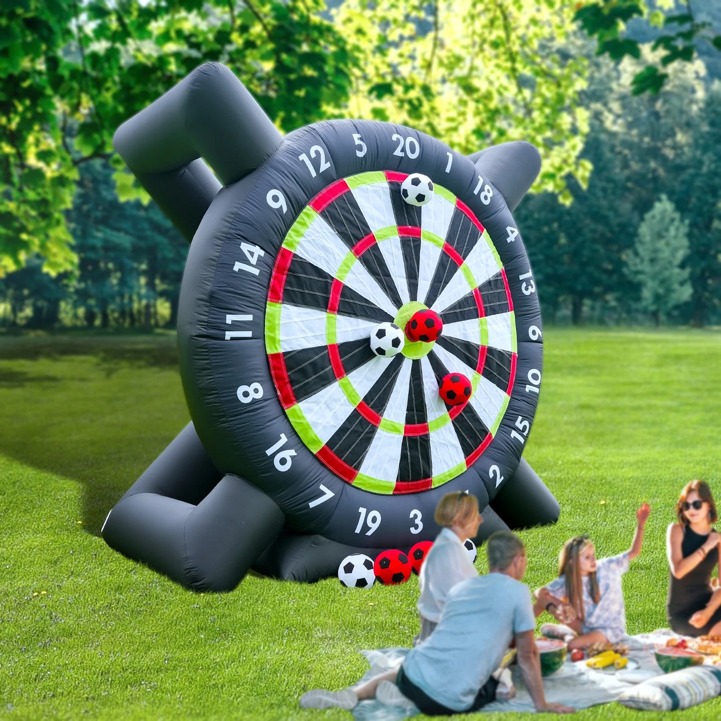 10FT Giant Outdoor Inflatable Soccer Golf Darts Board with 8 Soccer Balls and Blower for Football Playground
