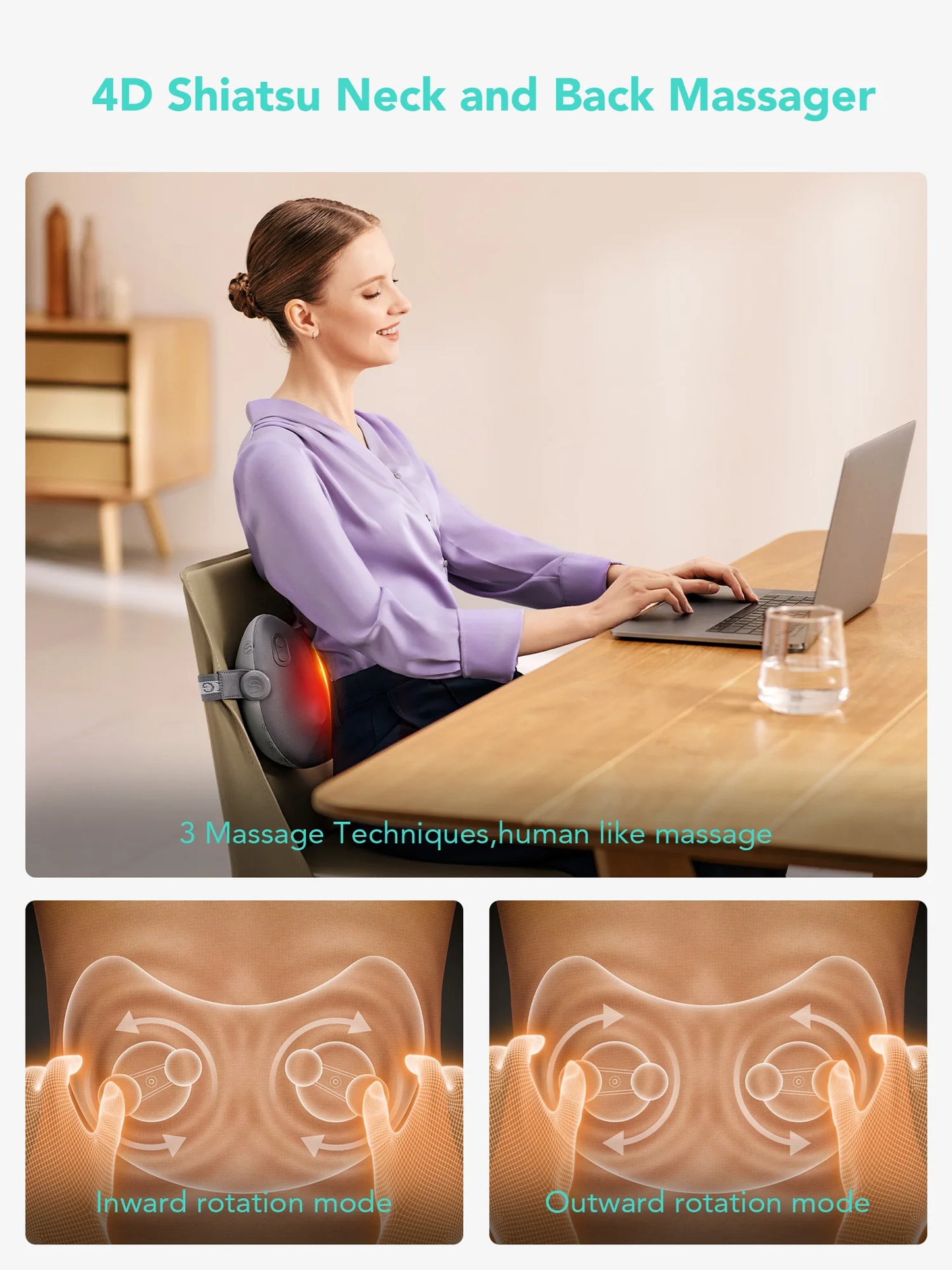SKG Shiatsu Back Massager for Pain Relief Deep Tissue Gifts for Men Women Dad Mom with Heat Cordless 4D Kneading Back Massager
