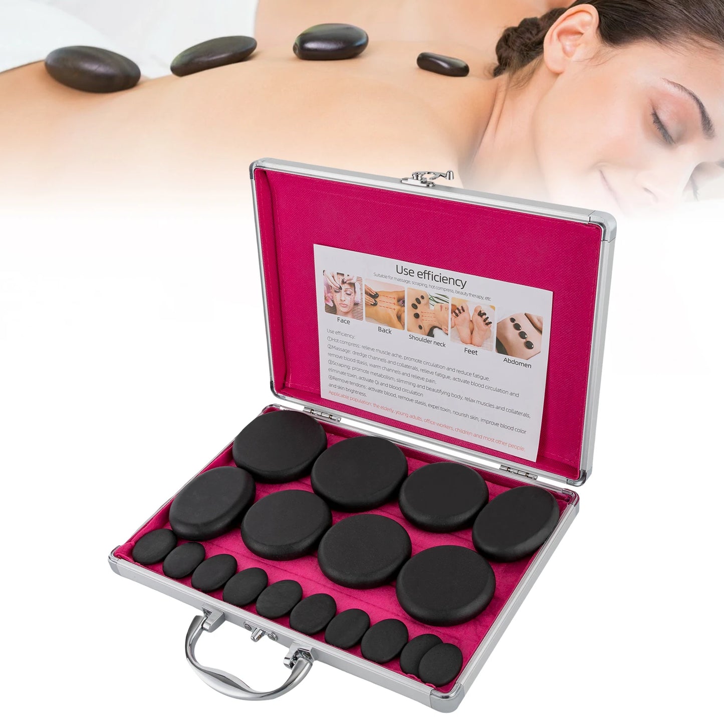 Bymaocar Hot Stone Massage Set With Heater Box 16 Stones