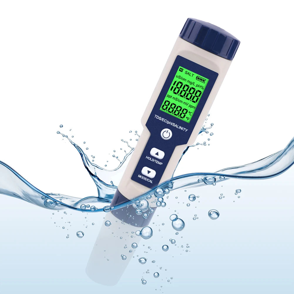 5 In 1 Digital TDS EC PH Salinity Temperature Meter