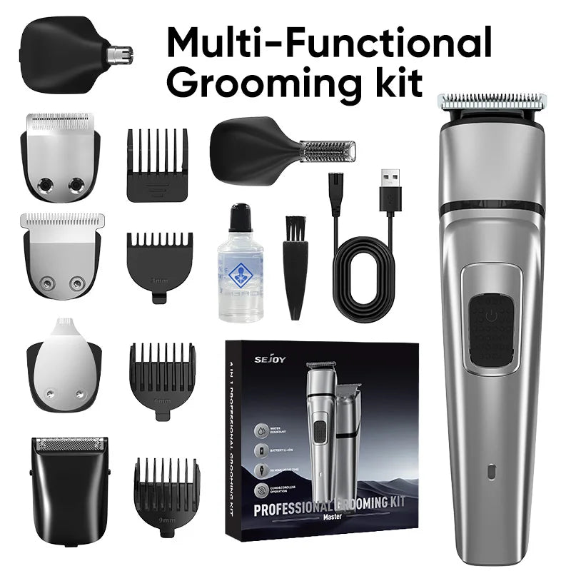 Sejoy Men's Grooming Kit Cordless Electric Beard Trimmer Hair Clippers USB Rechargeable Nose Trimmer