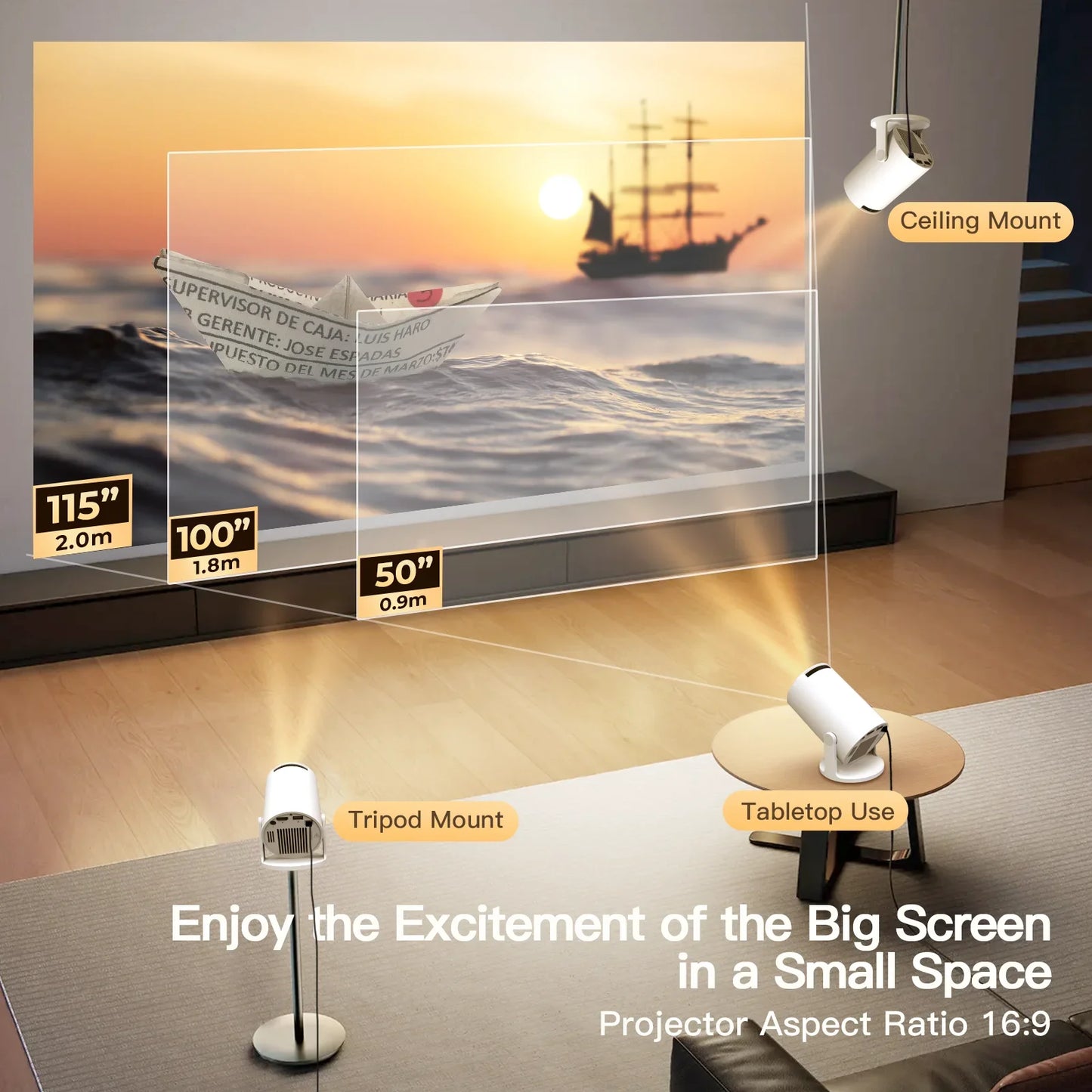 LynCast HY300 Pro Plus 4K Android Outdoor Projector