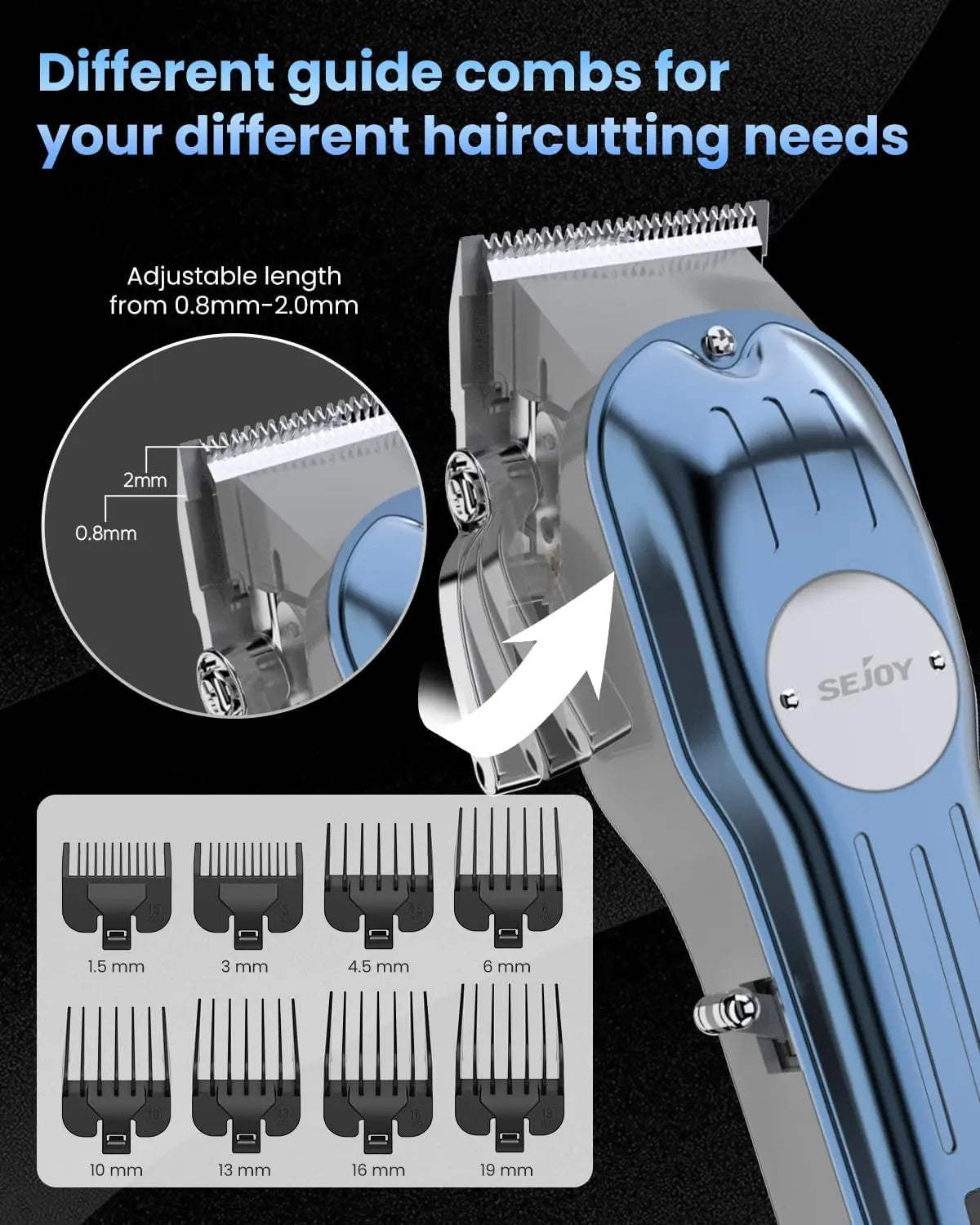 Sejoy Professional Hair Clipper Kit Cordless Electric Trimmer for Men
