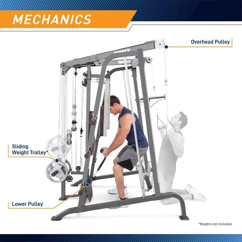 MARCY Smith Cage Workout Machine Full Body StrengthTraining Home Gym Equipment System with Leg Developer, Press Bar