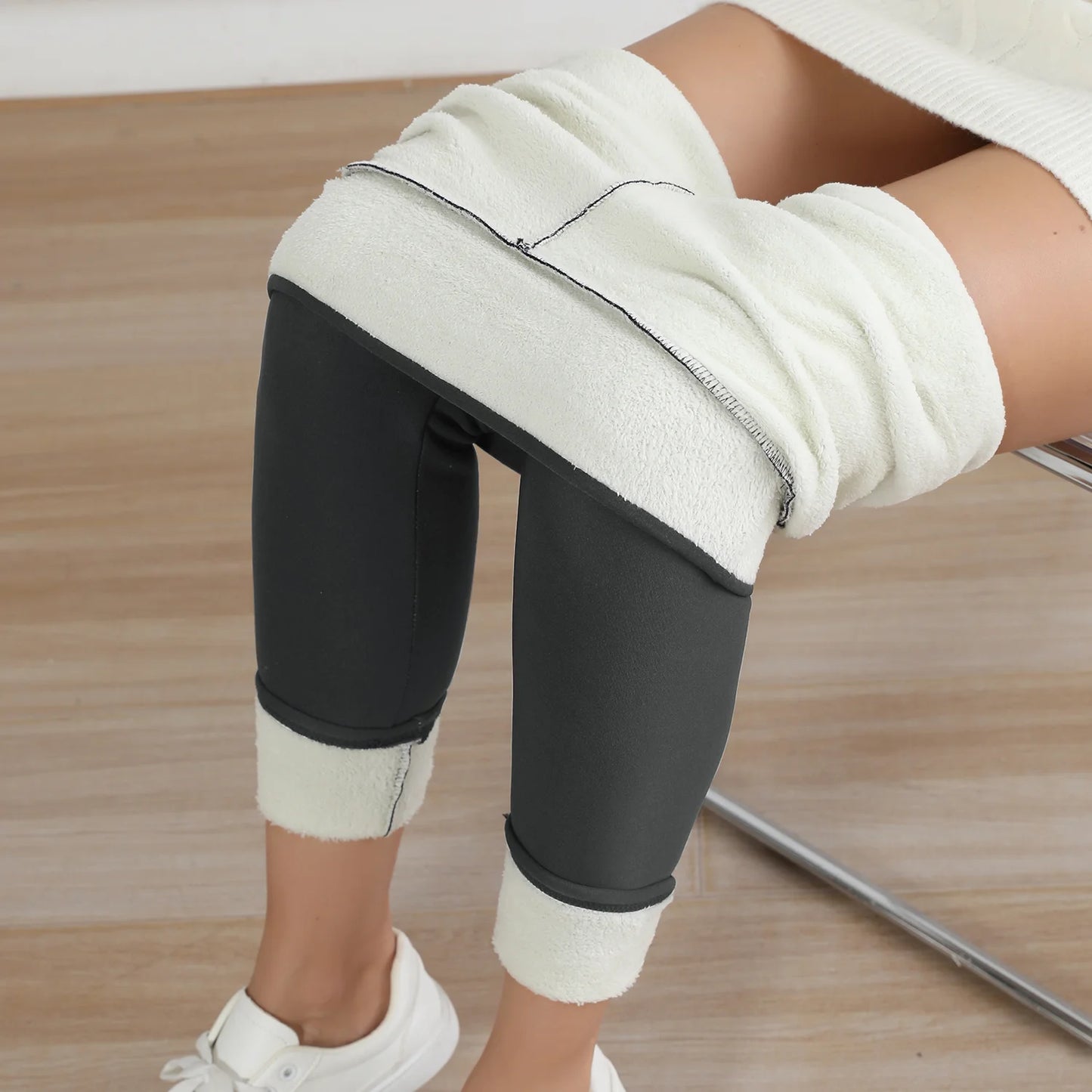 CN Thick Fleece Leggings For Women High Waist Warm Tights