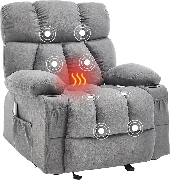 XMSJ Massage Rocker Recliner Chair With Heat And Vibration