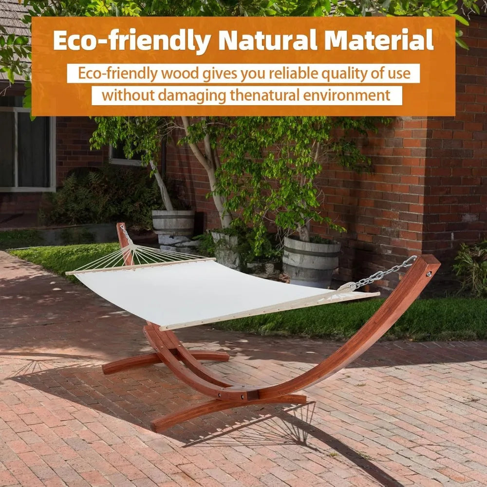 ECOTOUGEM Weather Resistant Wooden Hammock With Stand