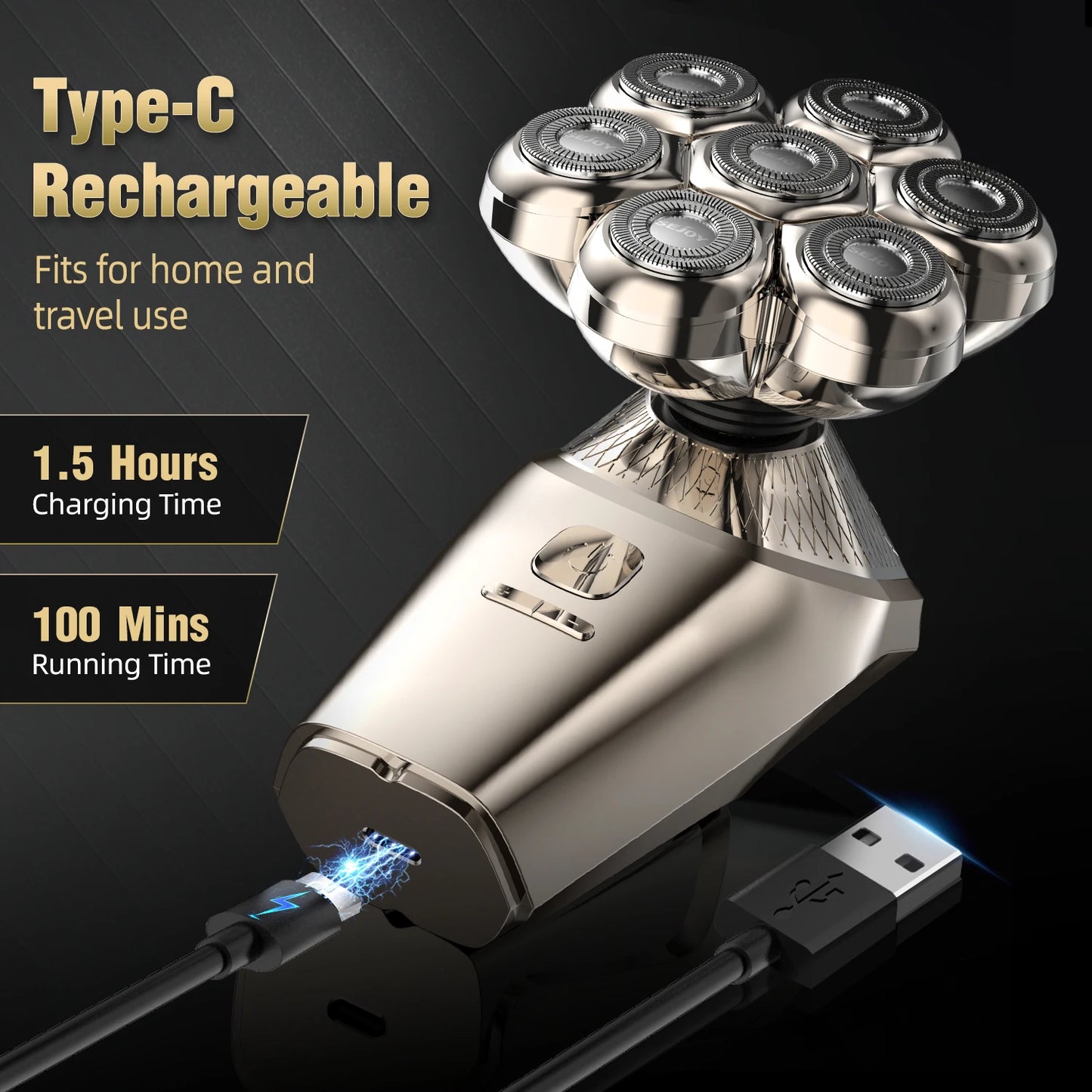 Sejoy Electric Head Shaver For Bald Men 7 Blades Floating