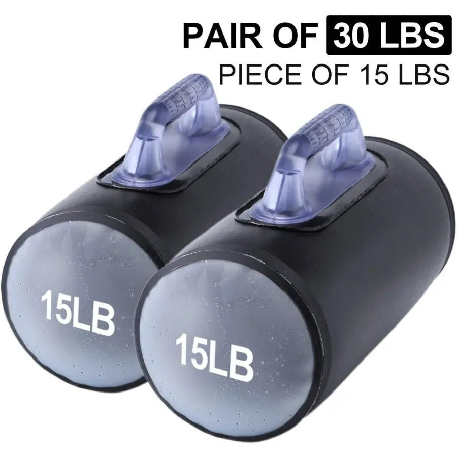 Water Filled Dumbbells Travel Set 30 Lbs Pair Portable Gym