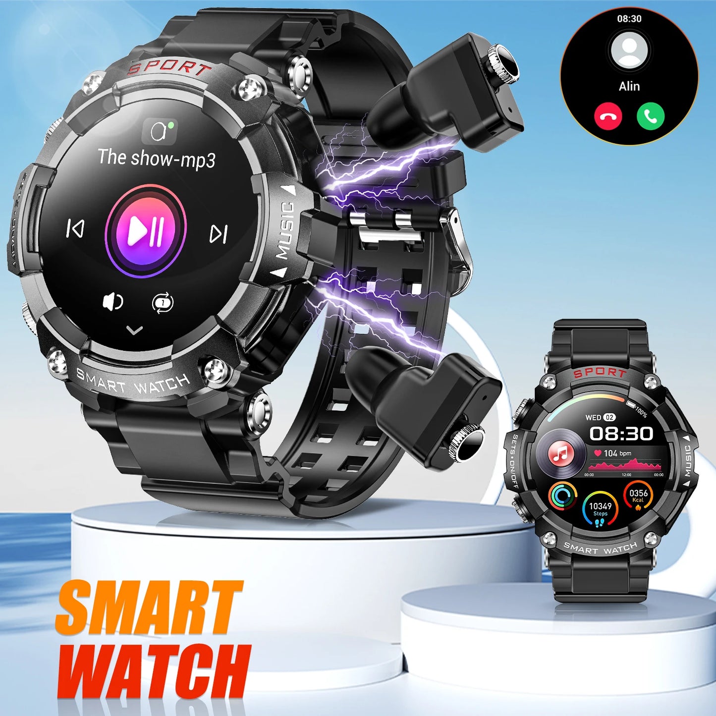 LaNikar Smart Watch AMOLED Display Heart Rate Monitoring In-Ear Headphones