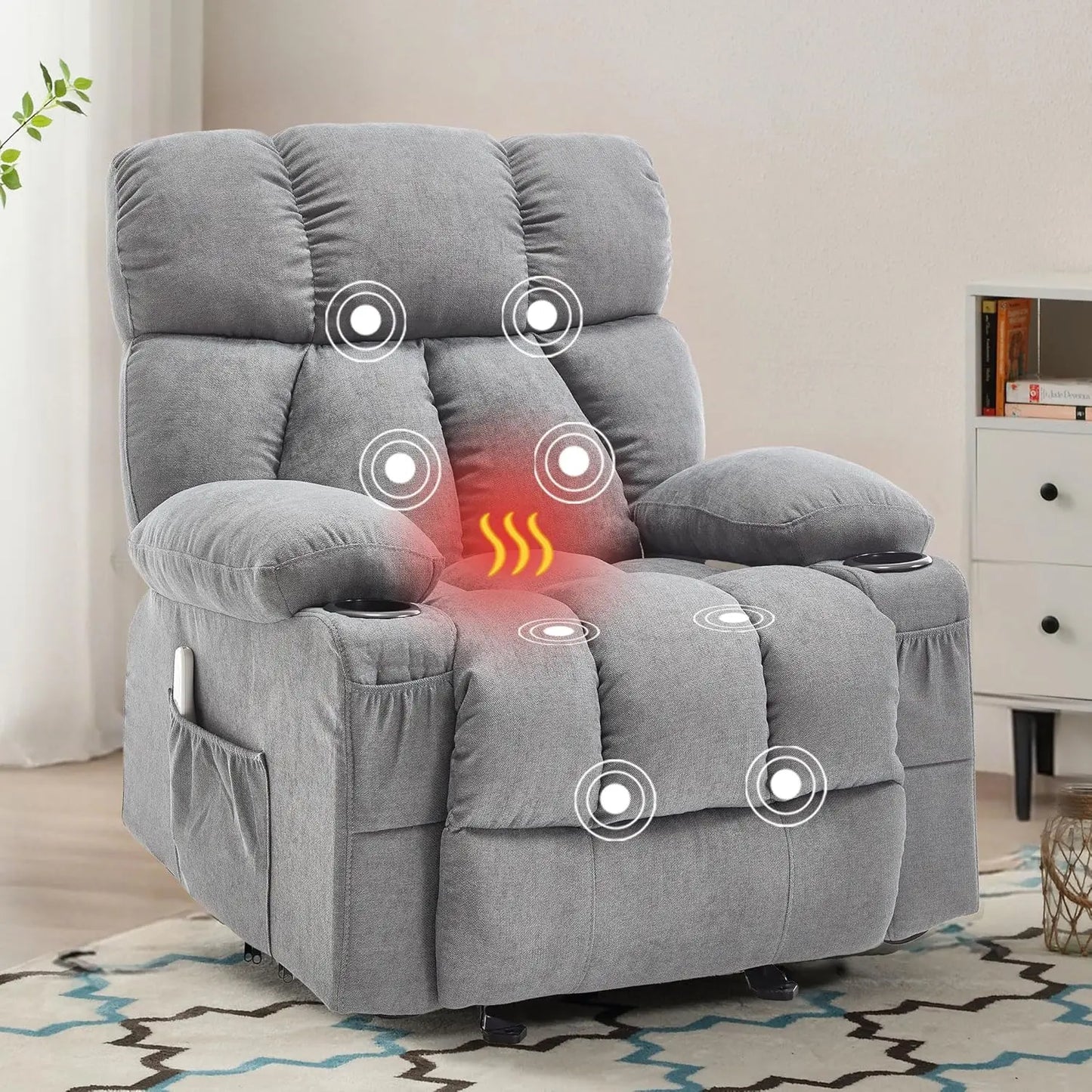 XMSJ Massage Rocker Recliner Chair With Heat And Vibration