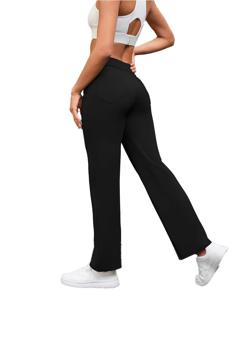 Women Loose Wide Leg Pants Button Fly Yoga Trousers