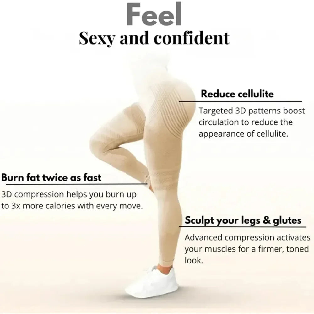 Cellulite 3D Leggings High Waist Butt Lifting Tummy Control