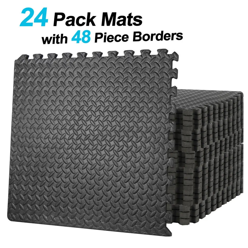 Puzzle Exercise Mat 3/4 Inch Thick Interlocking Tiles Workout Equipment 24 48 72 96