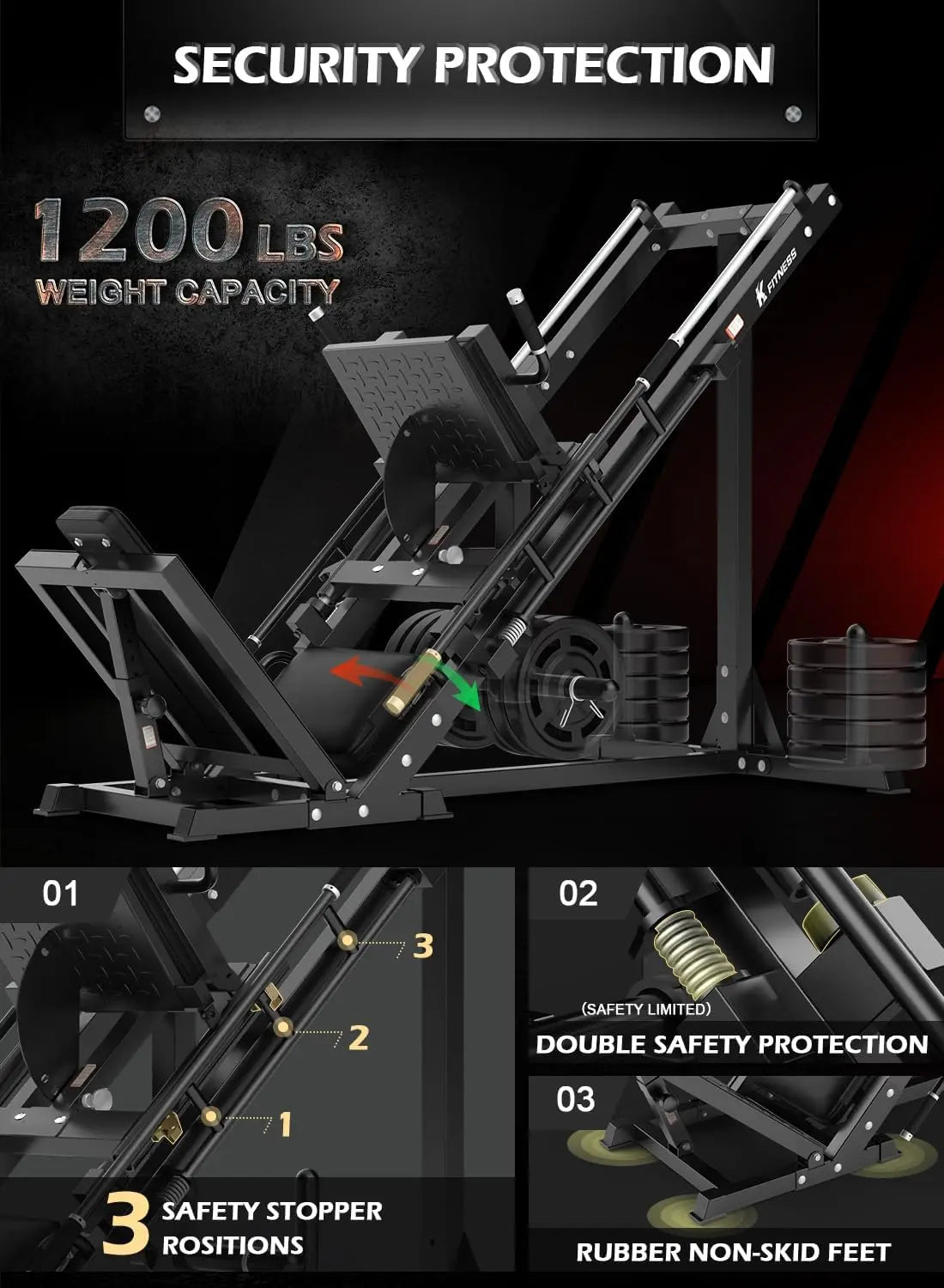 Leg Press Hack Squat Machine,Adjustable Leg Press Machine for Full Lower Body,Weight Storages for Lower Body Training